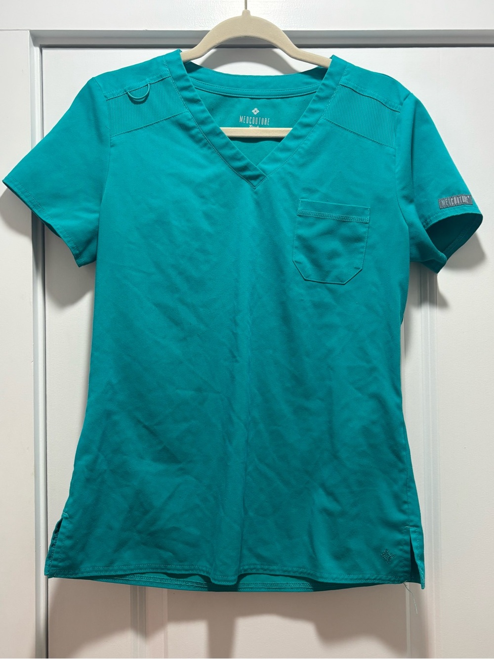 Med Couture Teal V-Neck Scrub Top - Women